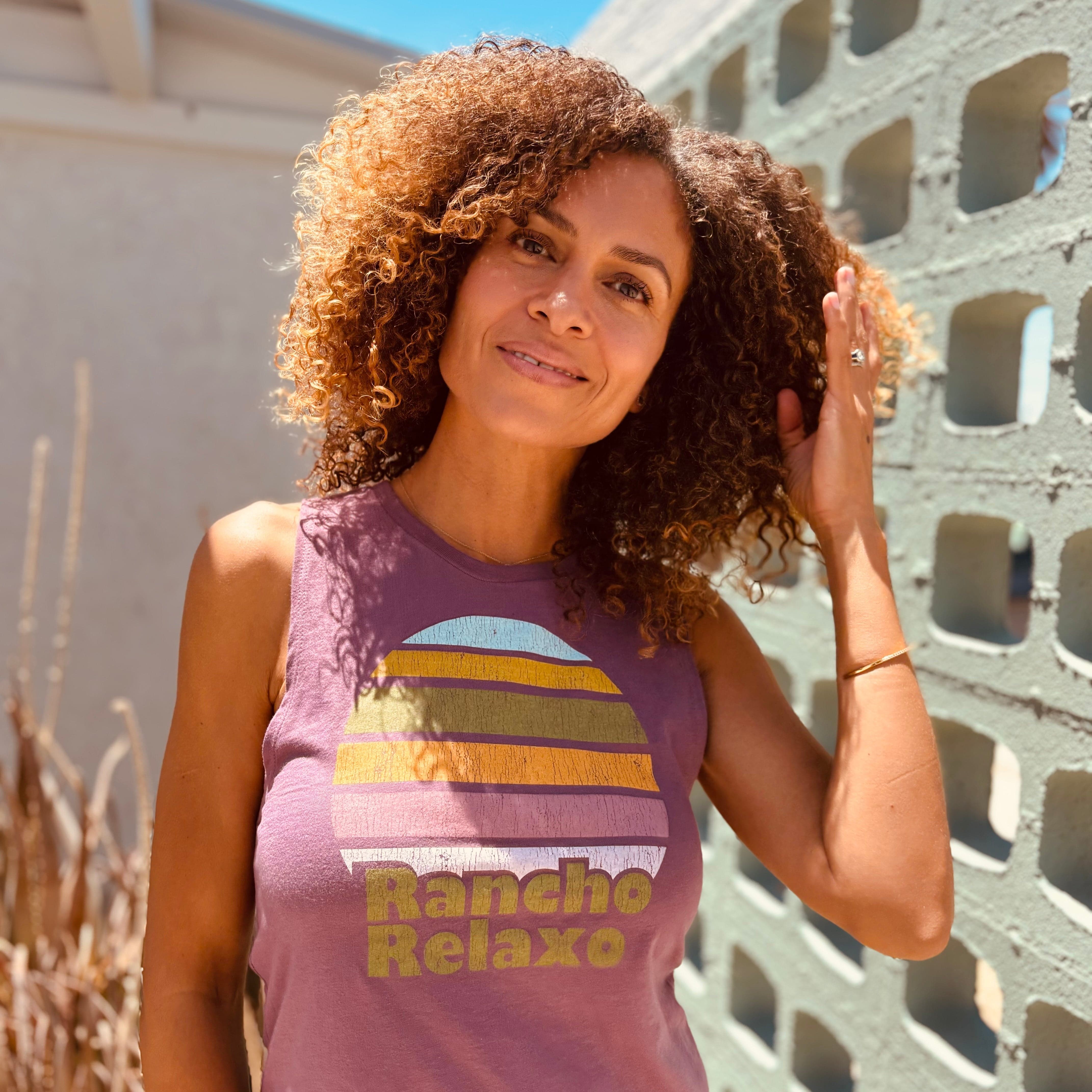 Rancho Relaxo Rainbow Sun Ladies Muscle Tank