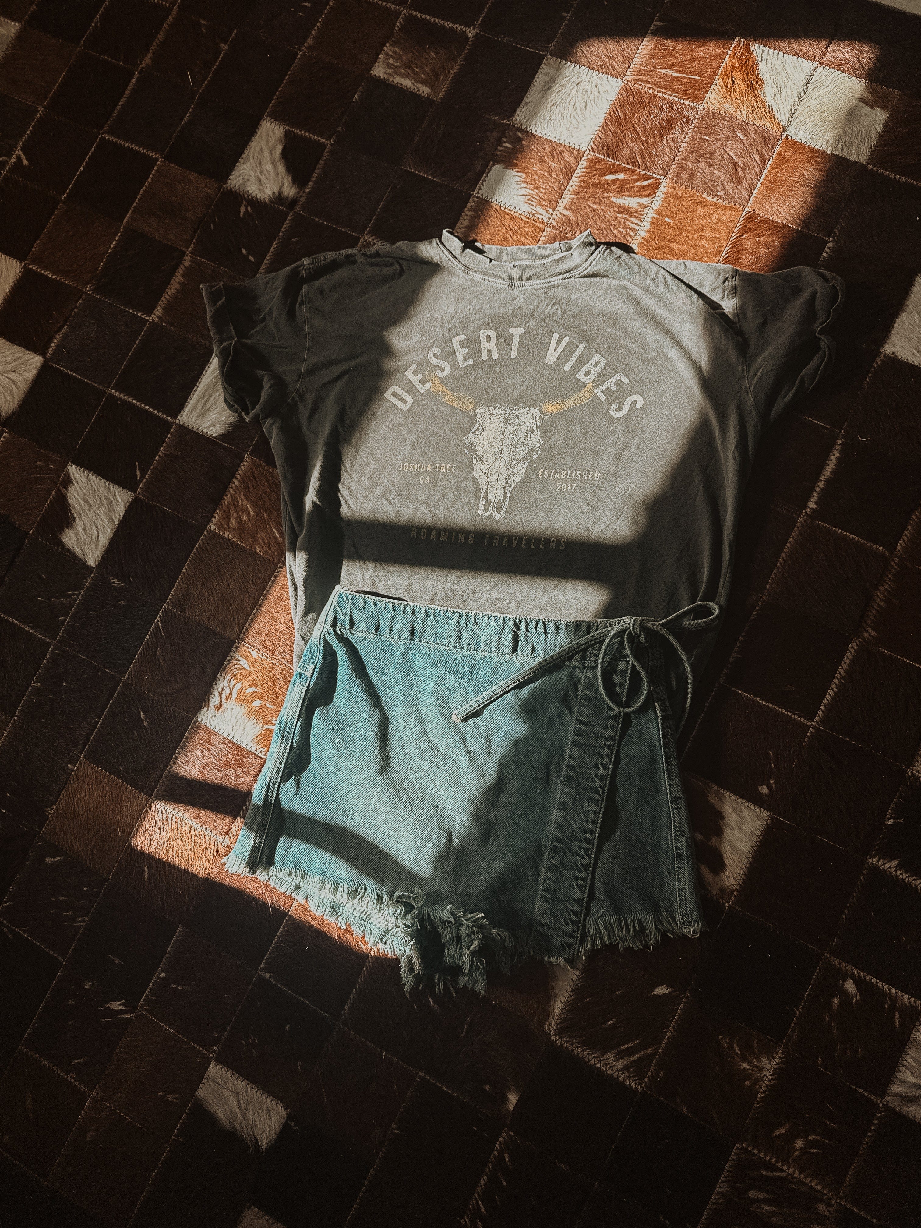 Roaming Travelers Emmy Denim Skort available in Joshua Tree at JT Trading Post