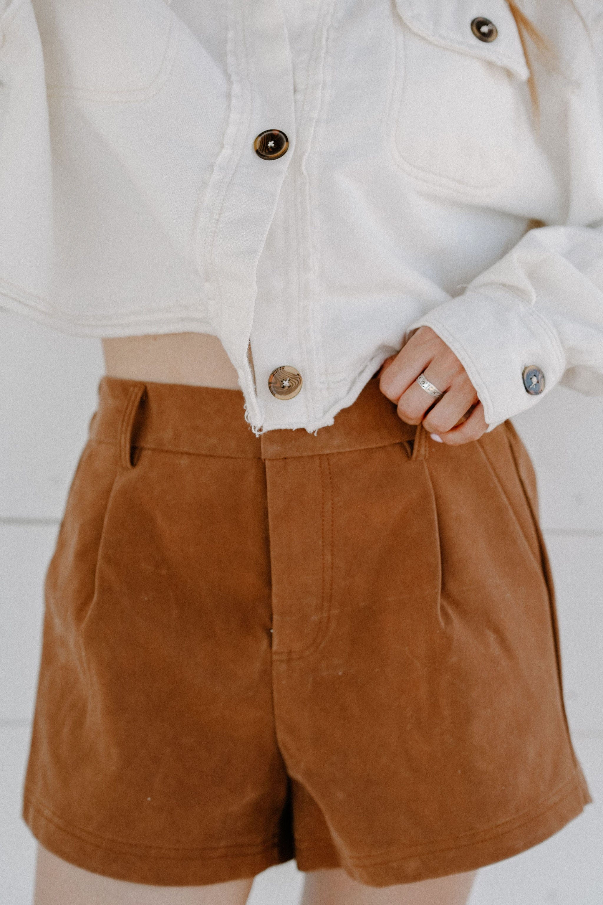 Roaming Travelers Roma Vegan Suede Shorts available in Joshua Tree at JT Trading Post