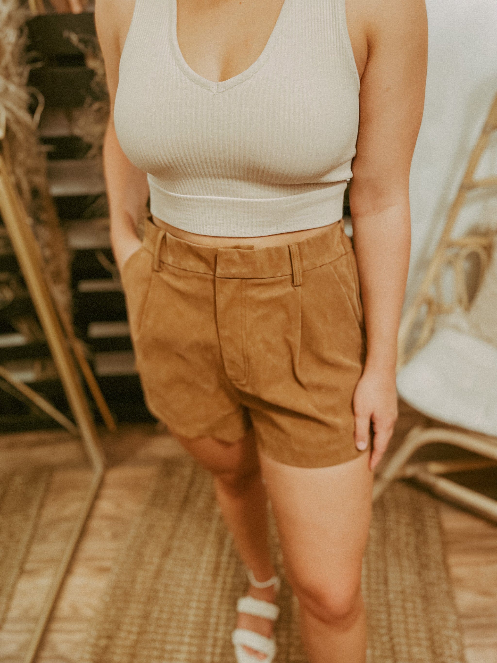 Roaming Travelers Roma Vegan Suede Shorts available in Joshua Tree at JT Trading Post