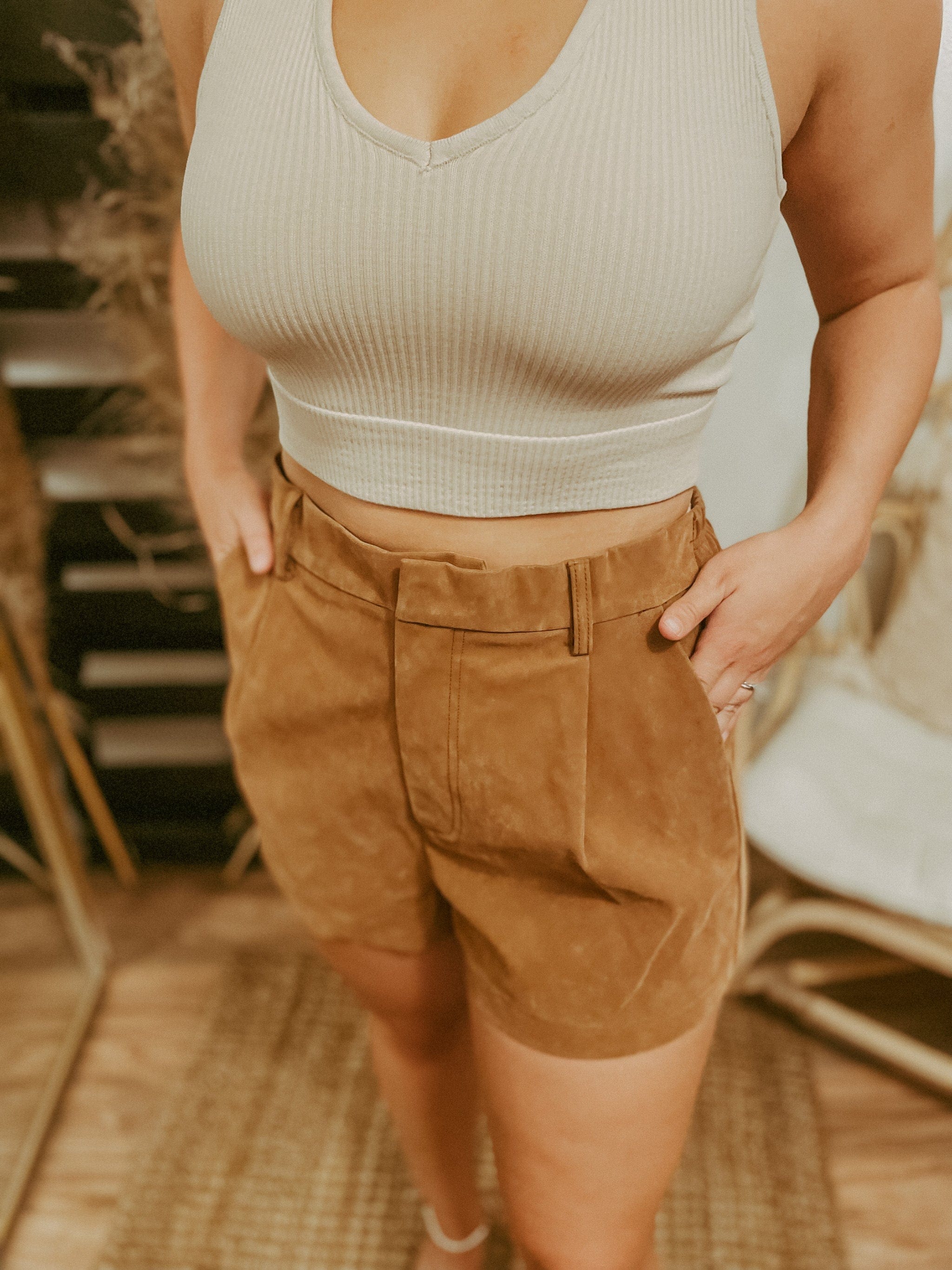 Roaming Travelers Roma Vegan Suede Shorts available in Joshua Tree at JT Trading Post