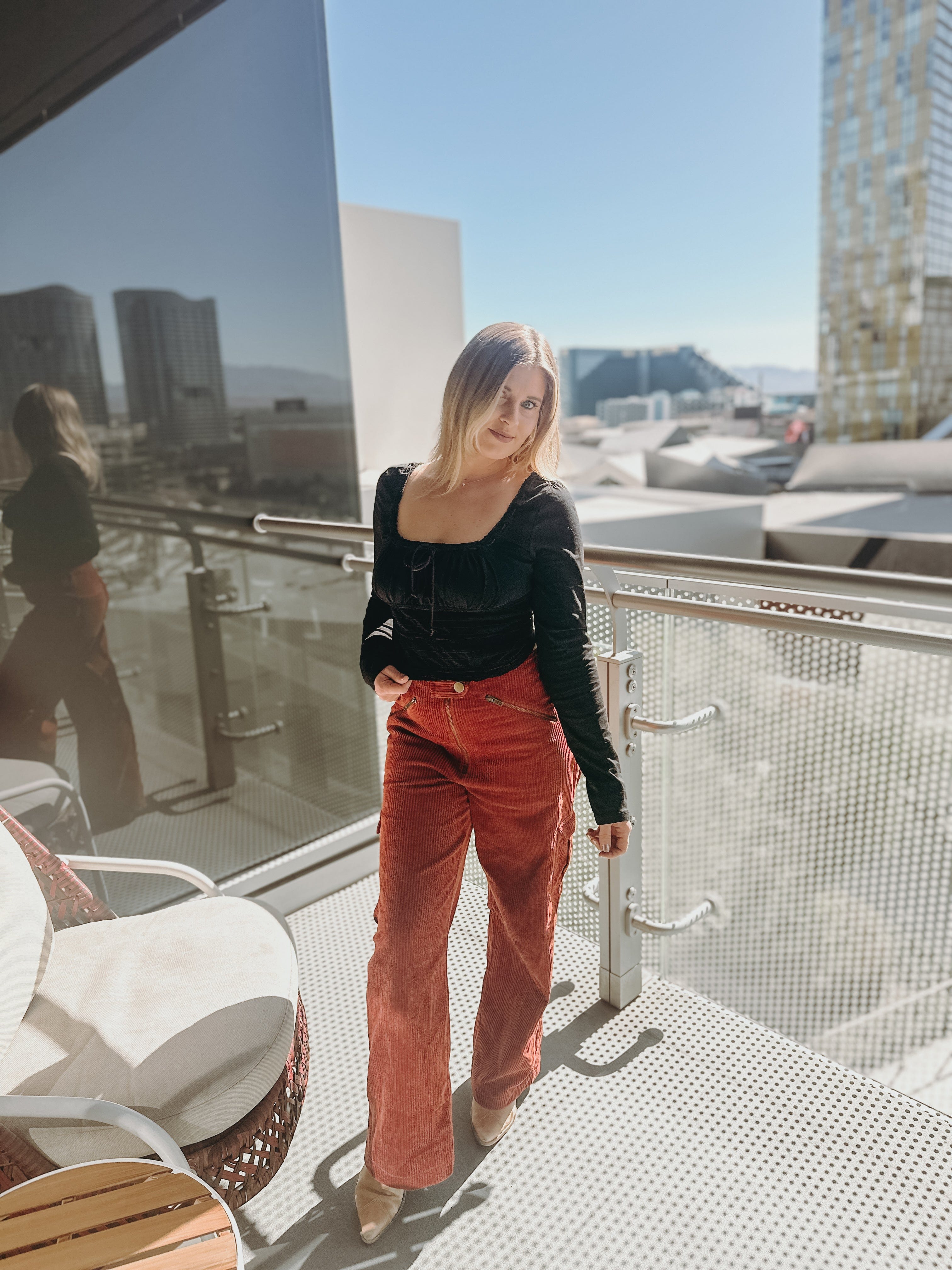 Roaming Travelers Scarlet Smocked Long Sleeve available in Joshua Tree at JT Trading Post