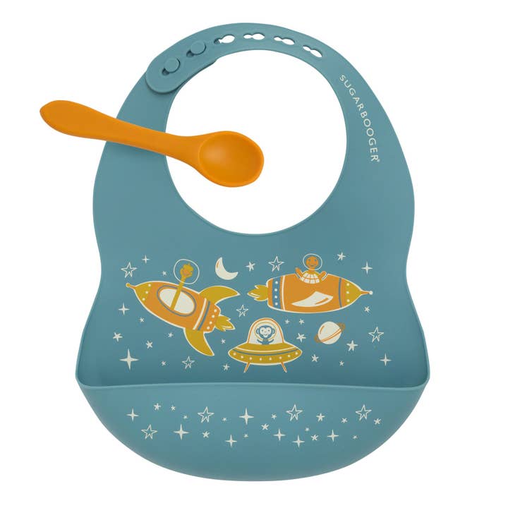 Roaming Travelers Silicone Bib & Spoon Set