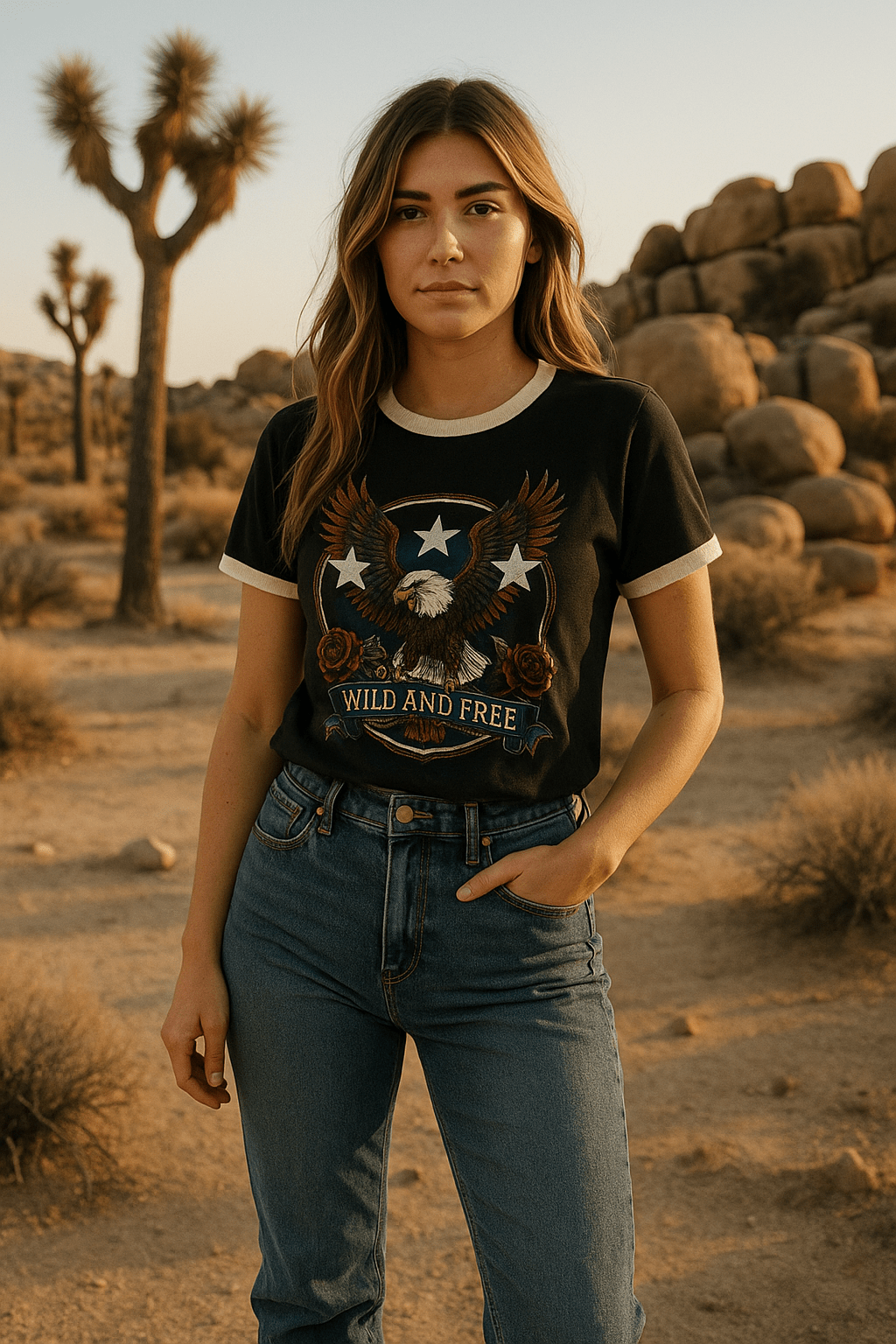 Roaming Travelers Wild & Free Ringer Tee