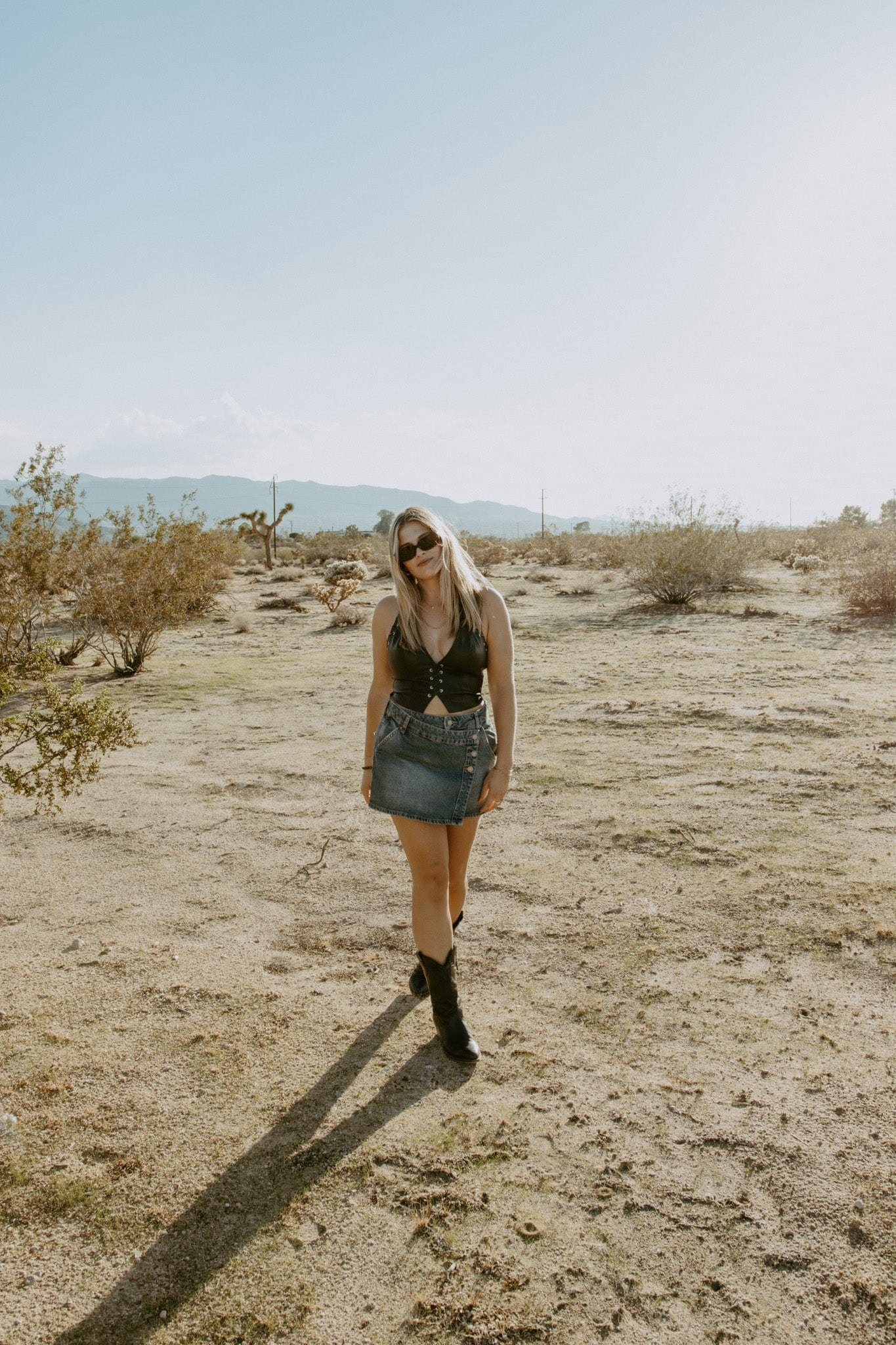 Roaming Travelers Wynne Denim Skirt available in Joshua Tree at JT Trading Post