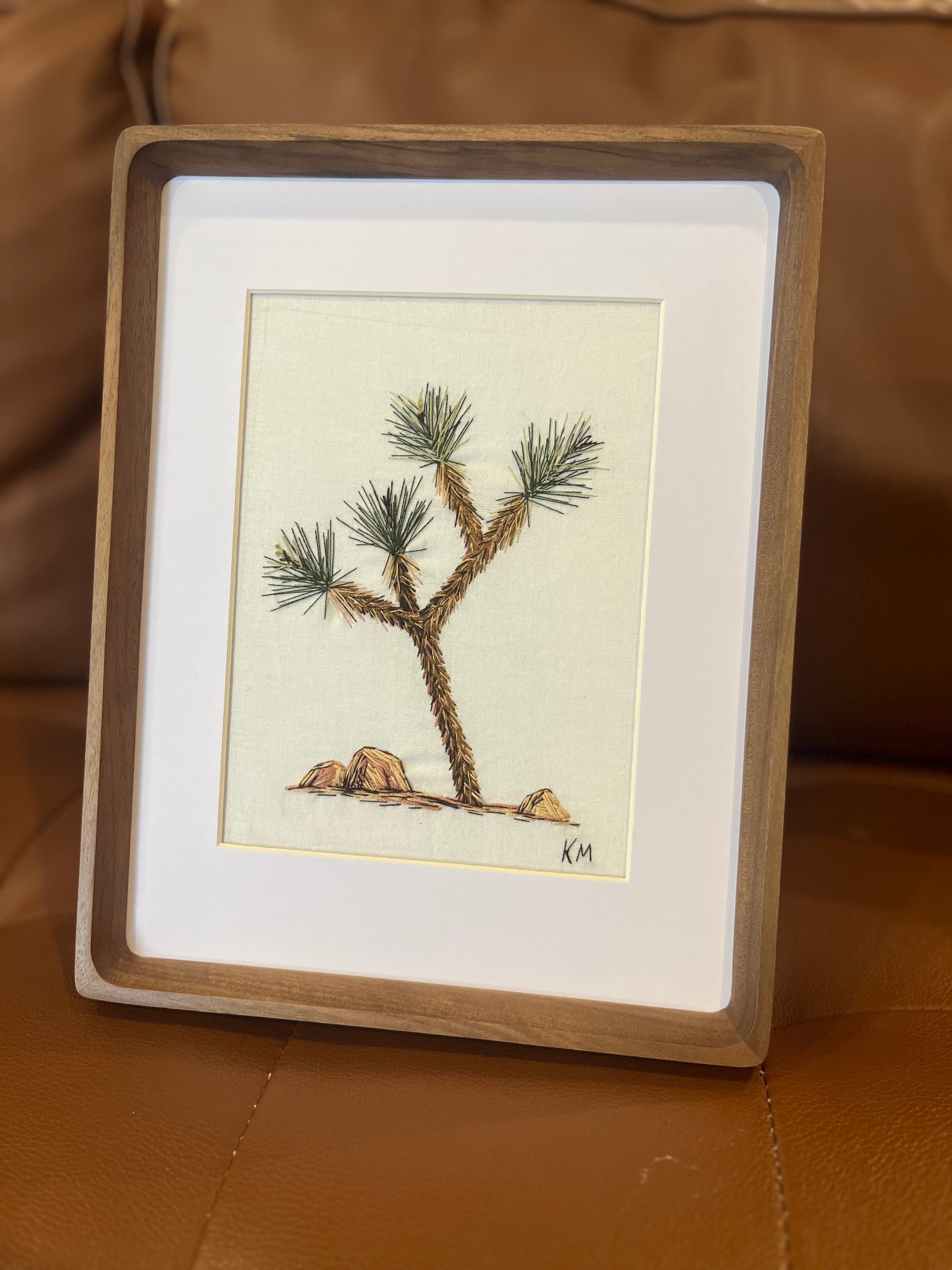 Seamstress Kate Hand-Embroidered Framed Joshua Tree Art. 8.5"X11"