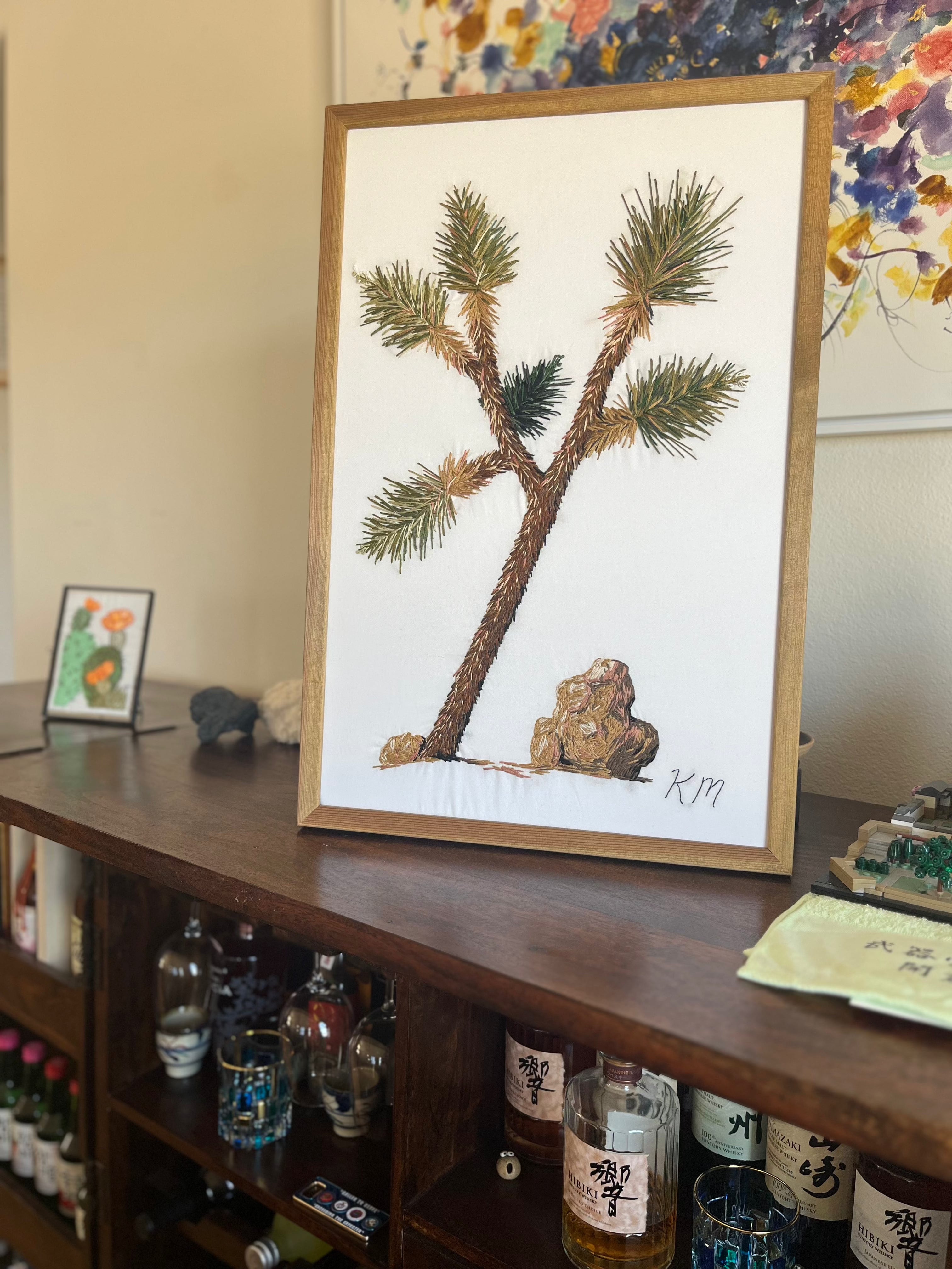 Seamstress Kate Large Joshua Tree Hand-Embroidered Artwork, Framed