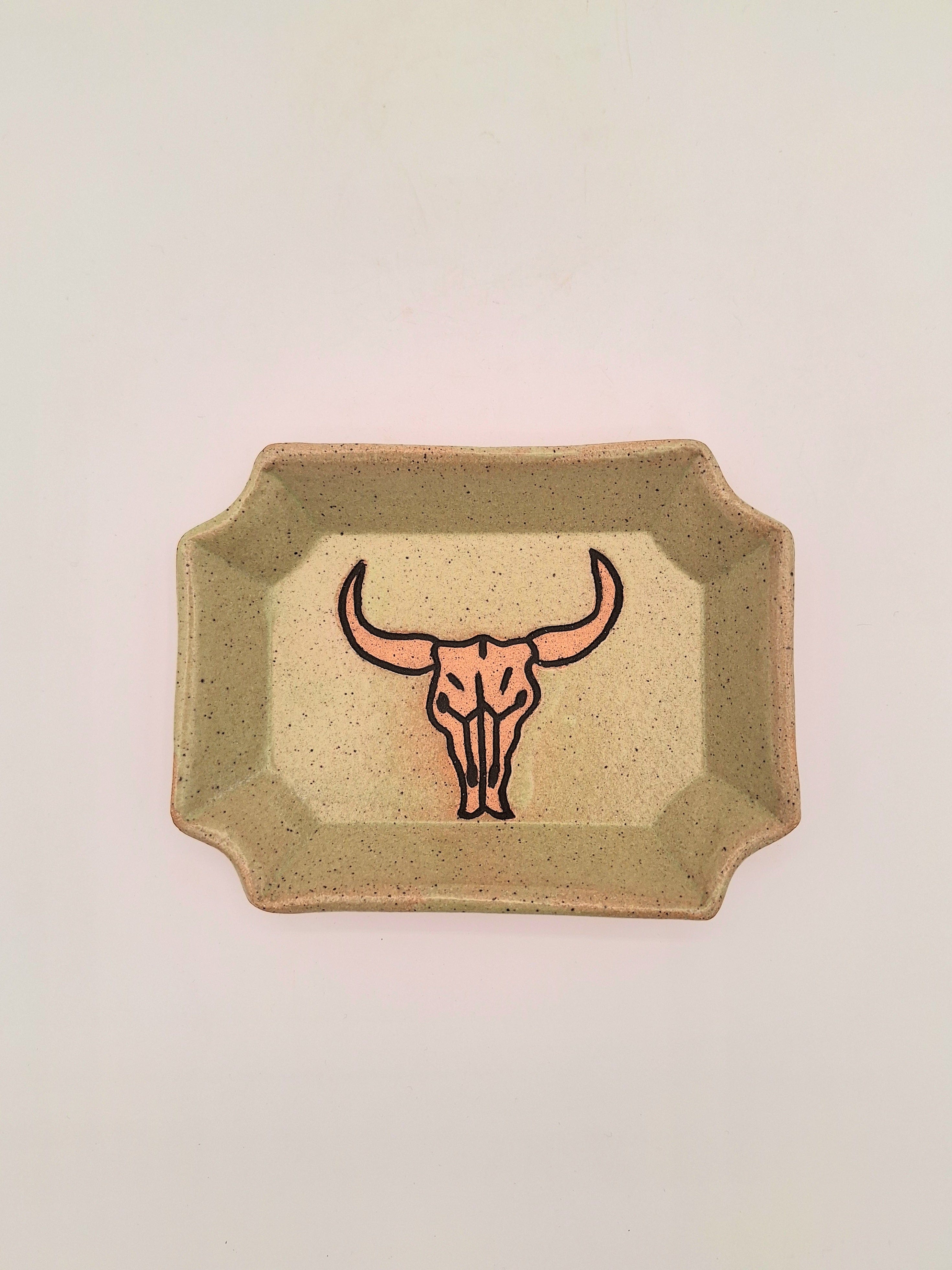 Stray Ceramics Cow Skull Plate Rectangle Medium