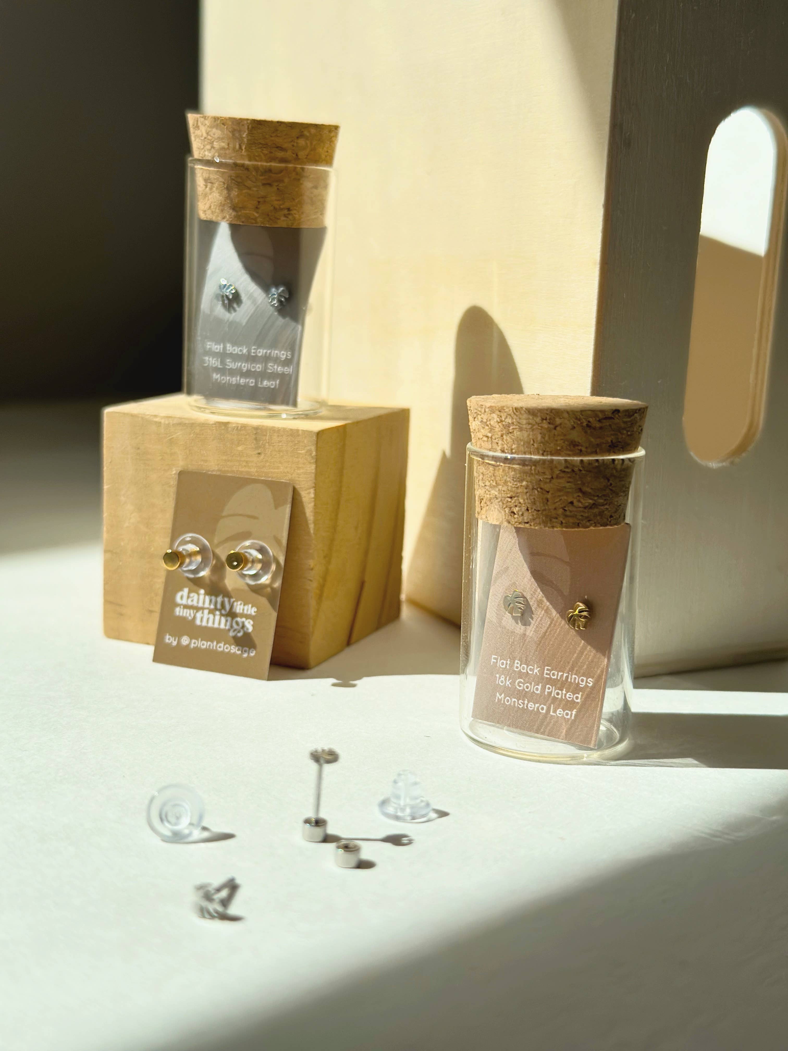 The Plant Social Flat Back Teeny Tiny Monstera Deliciosa Plant Studs available in Joshua Tree at JT Trading Post