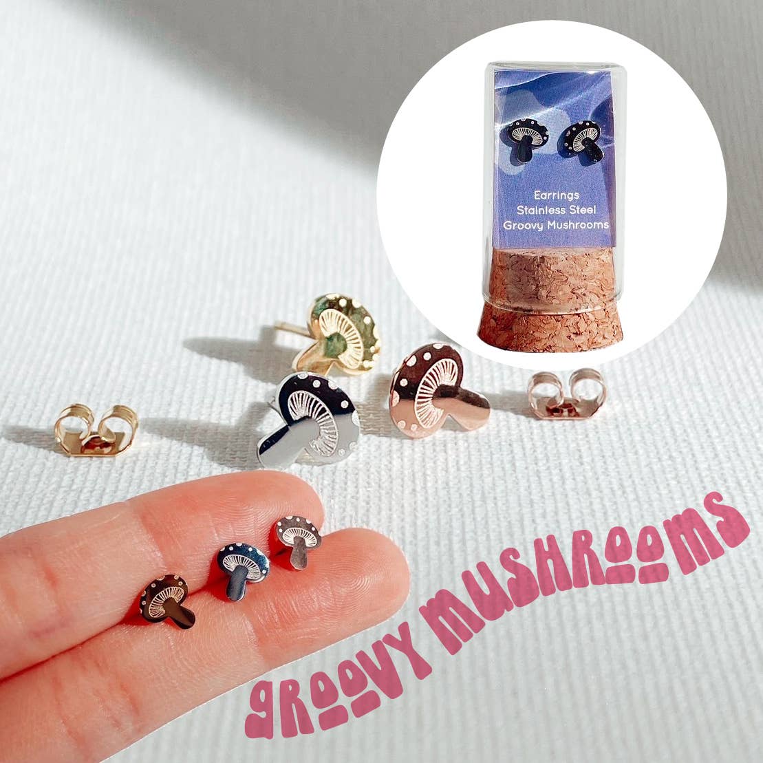 The Plant Social Groovy Mushrooms Studs