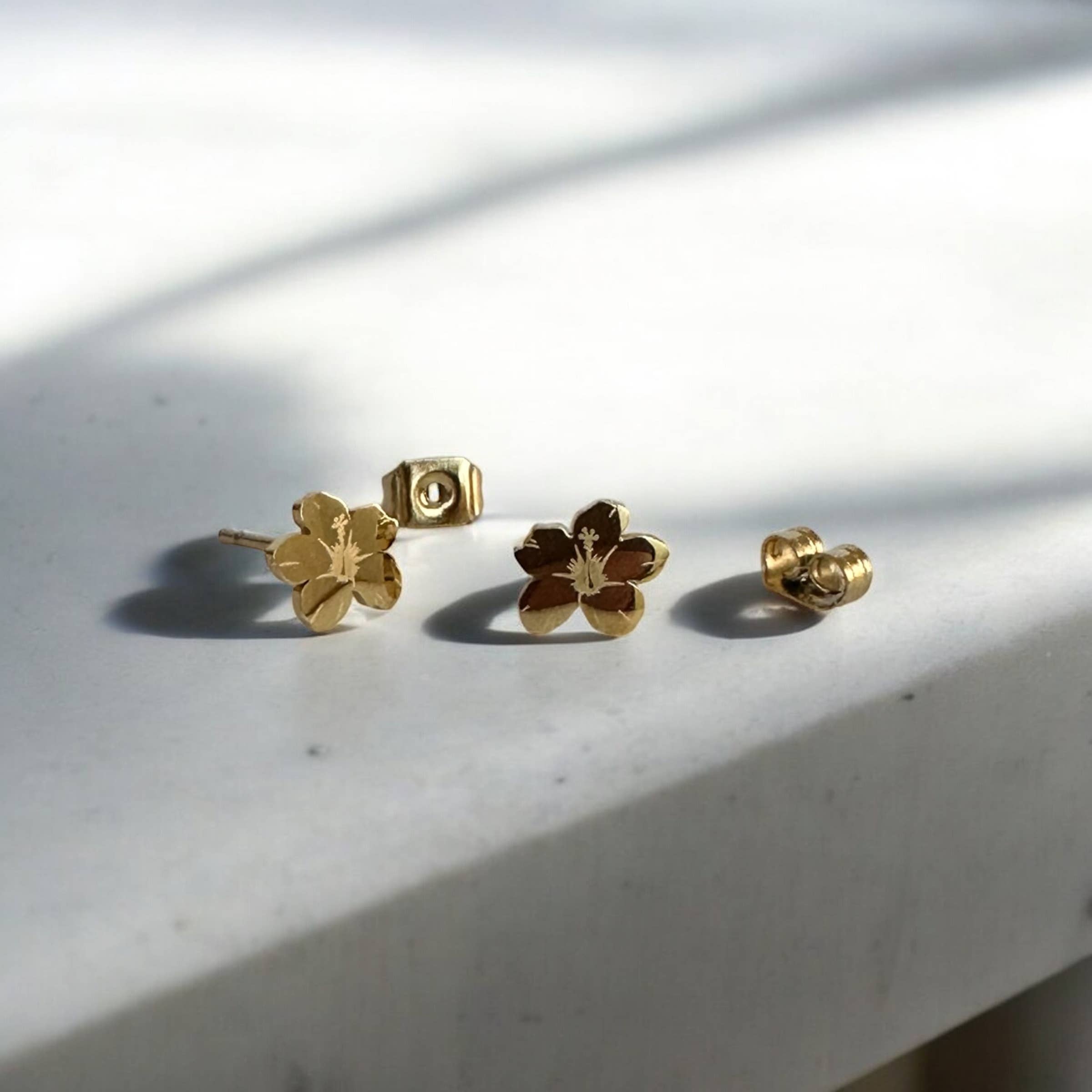 The Plant Social Hibiscus Flower Metal Studs available in Joshua Tree at JT Trading Post