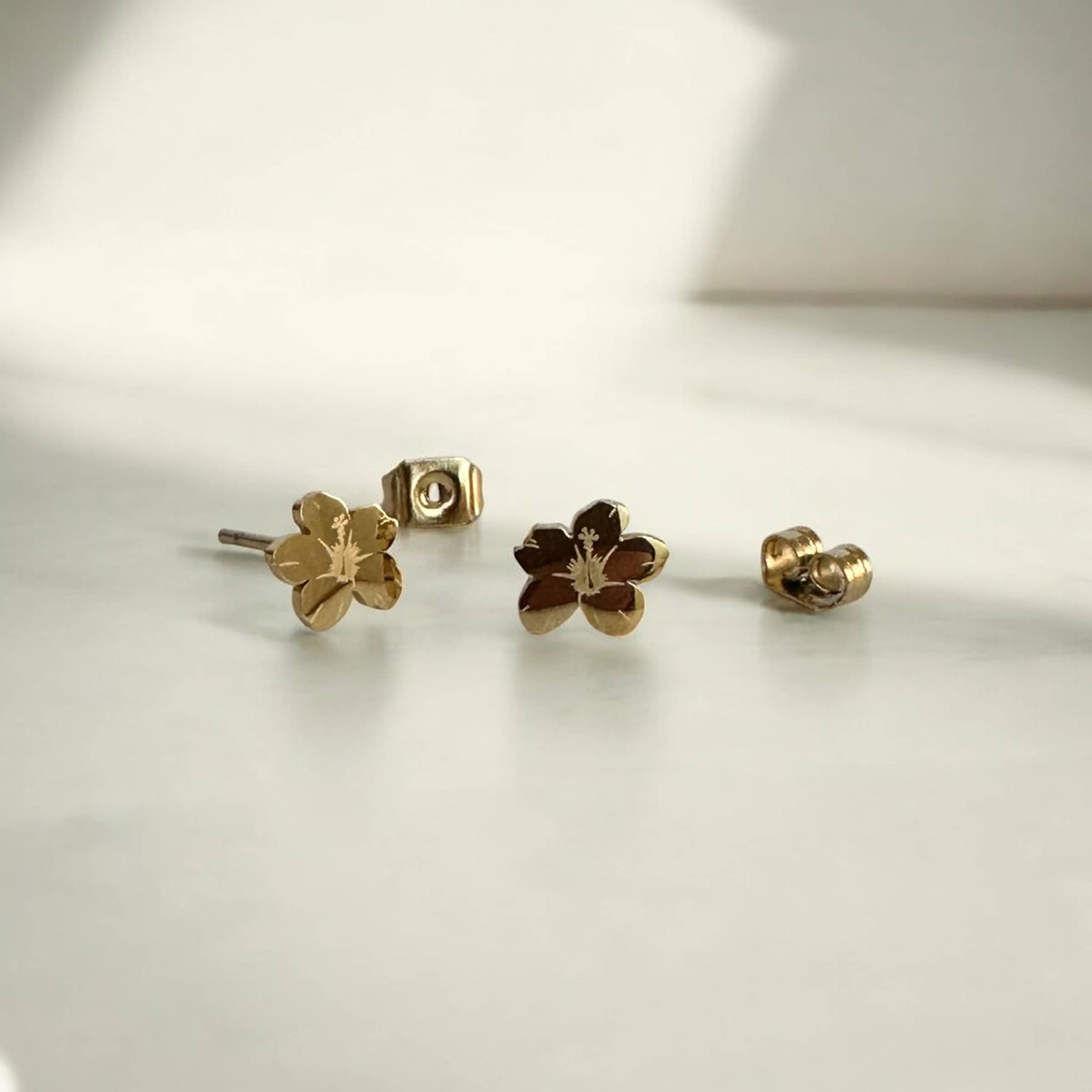 The Plant Social Hibiscus Flower Metal Studs available in Joshua Tree at JT Trading Post