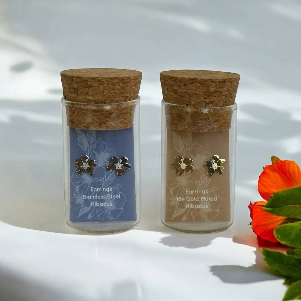 The Plant Social Hibiscus Flower Metal Studs available in Joshua Tree at JT Trading Post