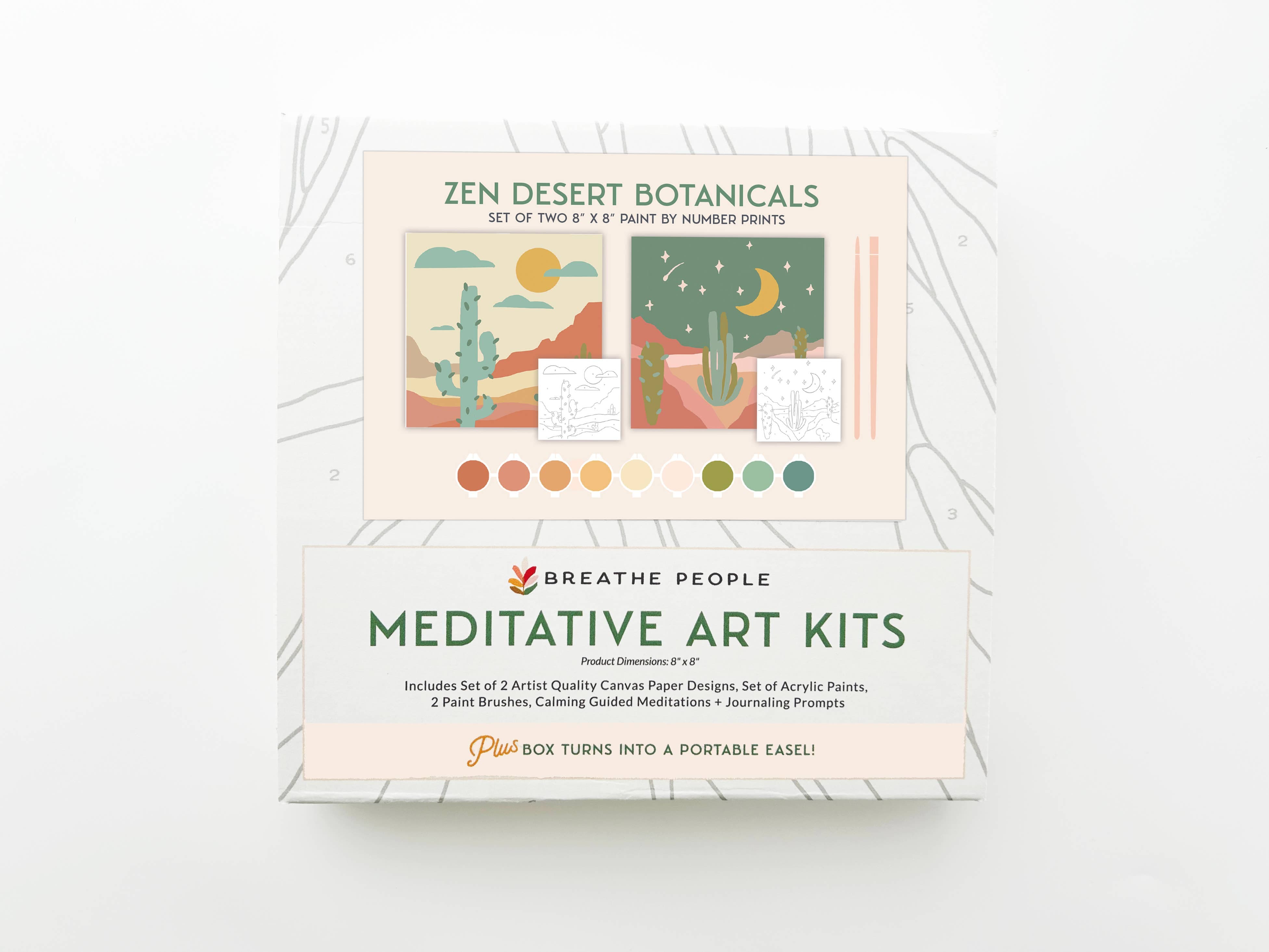 The Plant Social Zen Desert Meditative Art Paint by Number Kit + Easel