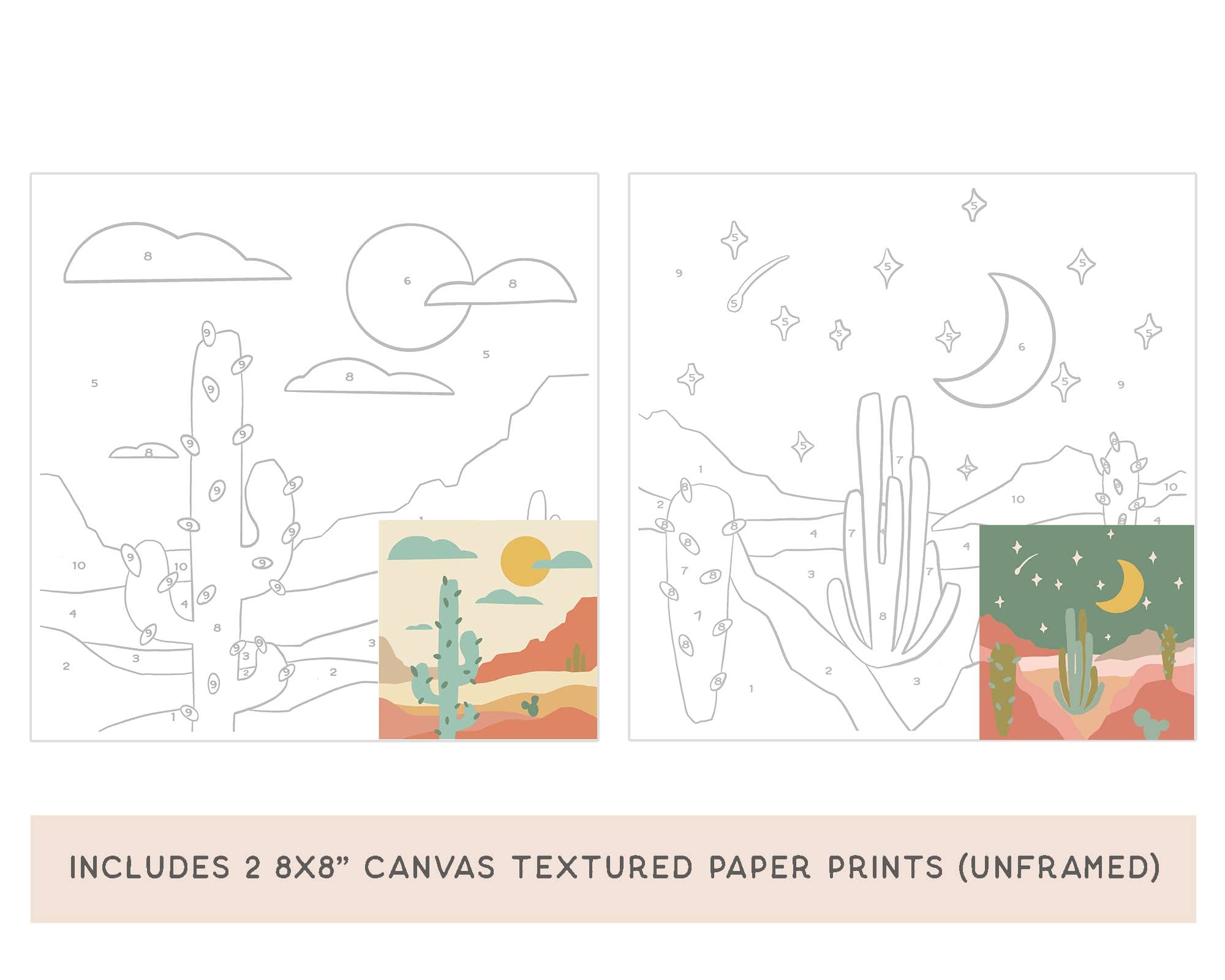 The Plant Social Zen Desert Meditative Art Paint by Number Kit + Easel