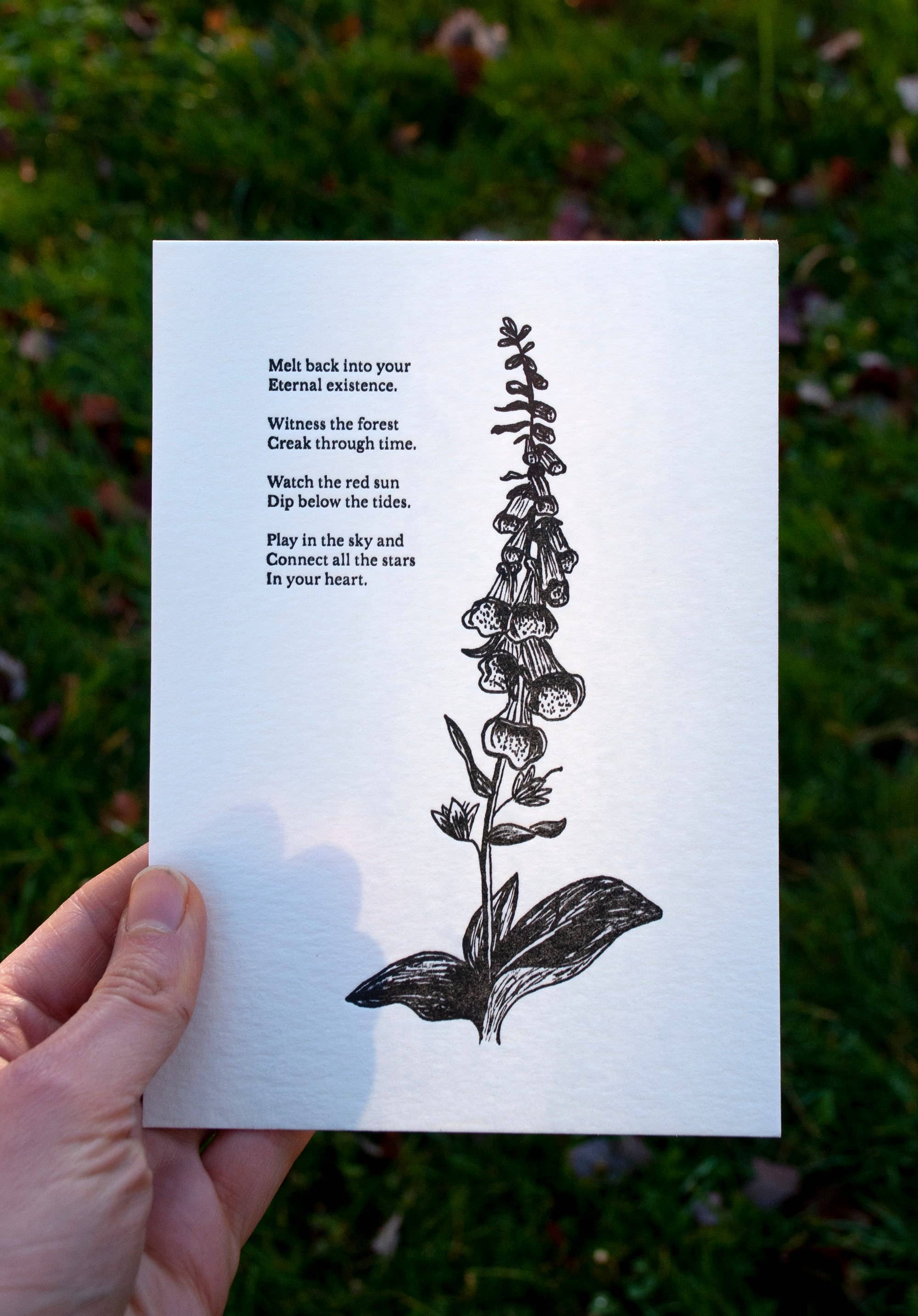 Tierra Magia Foxglove Letterpress 5" x 7" Print
