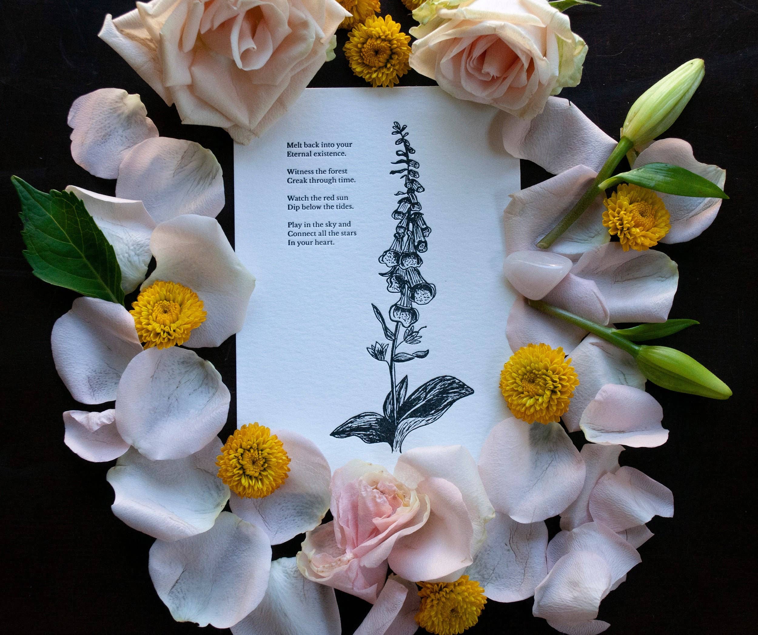 Tierra Magia Foxglove Letterpress 5" x 7" Print