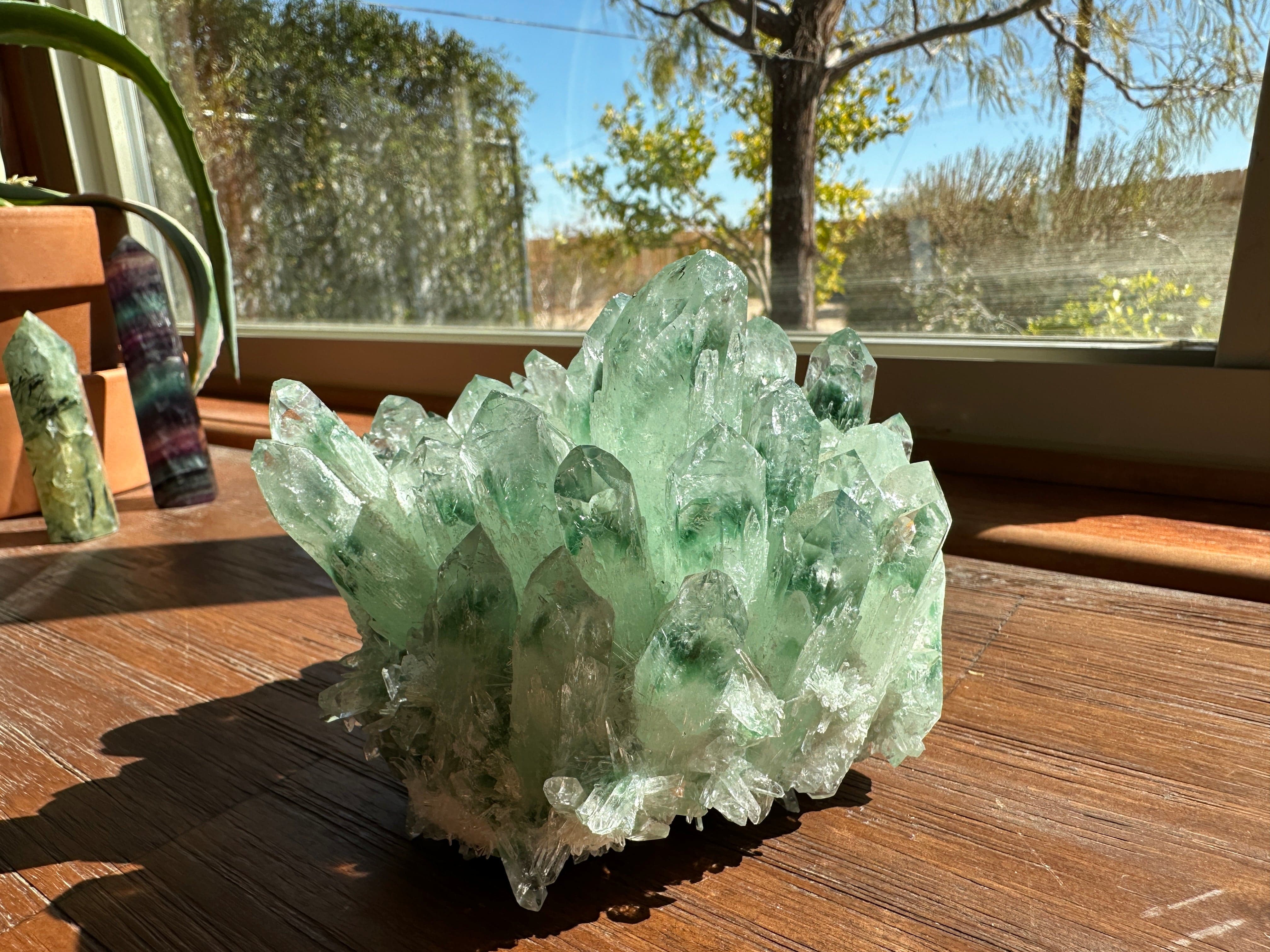 Tierra Magia Green Phantom Quartz Cluster