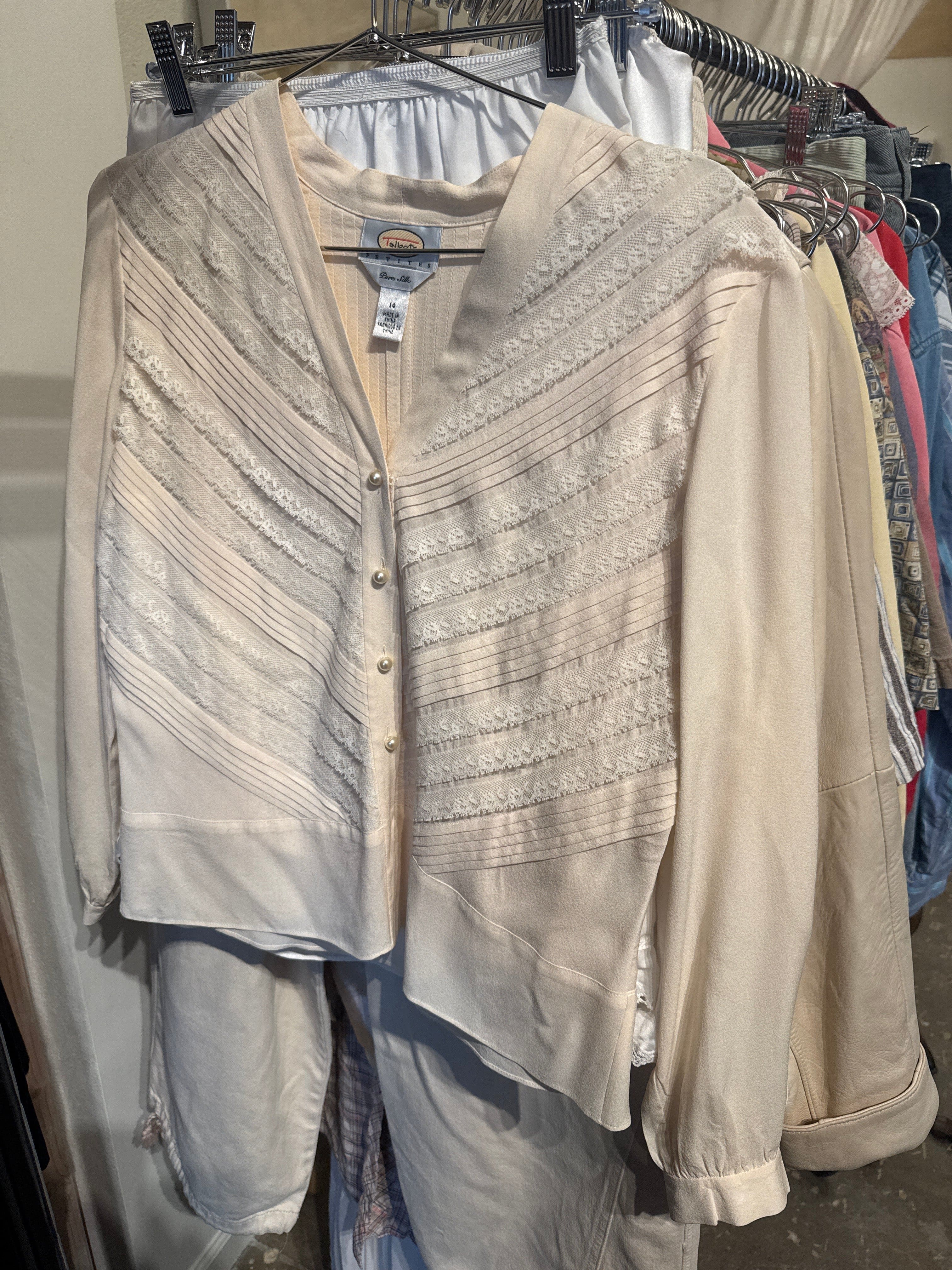 Venus Of The Desert VTG Talbots Silk Lacy Blouse available in Joshua Tree at JT Trading Post