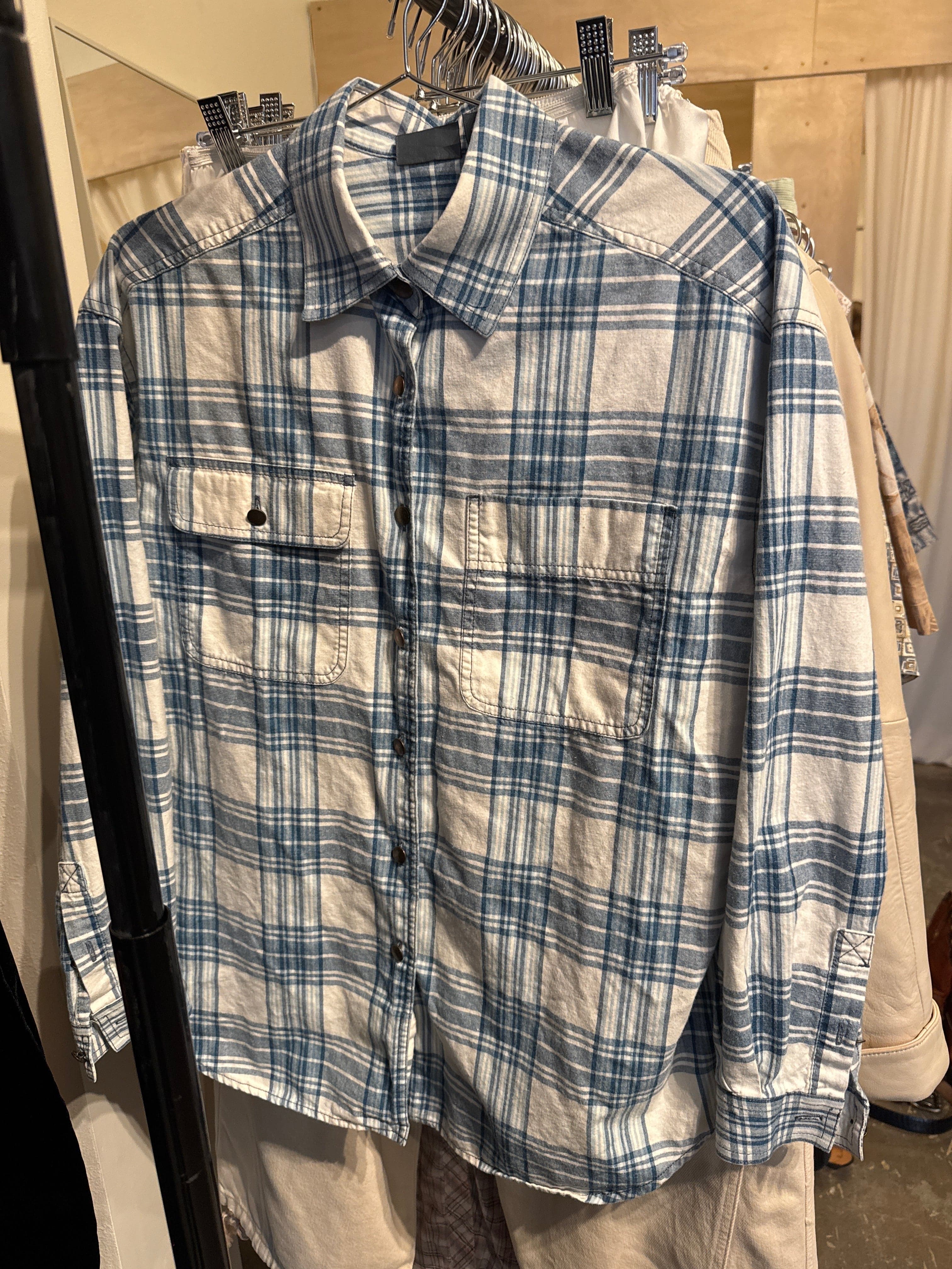 Venus Of The Desert VTG Liz Cotton Blue Plaid LS available in Joshua Tree at JT Trading Post