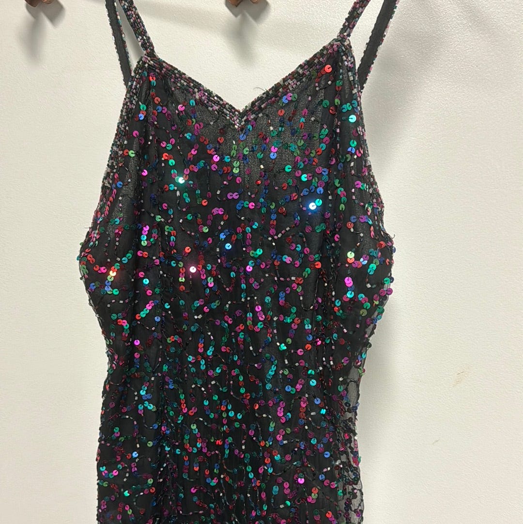 Venus Of The Desert VTG Silk Rainbow Sequin Dress