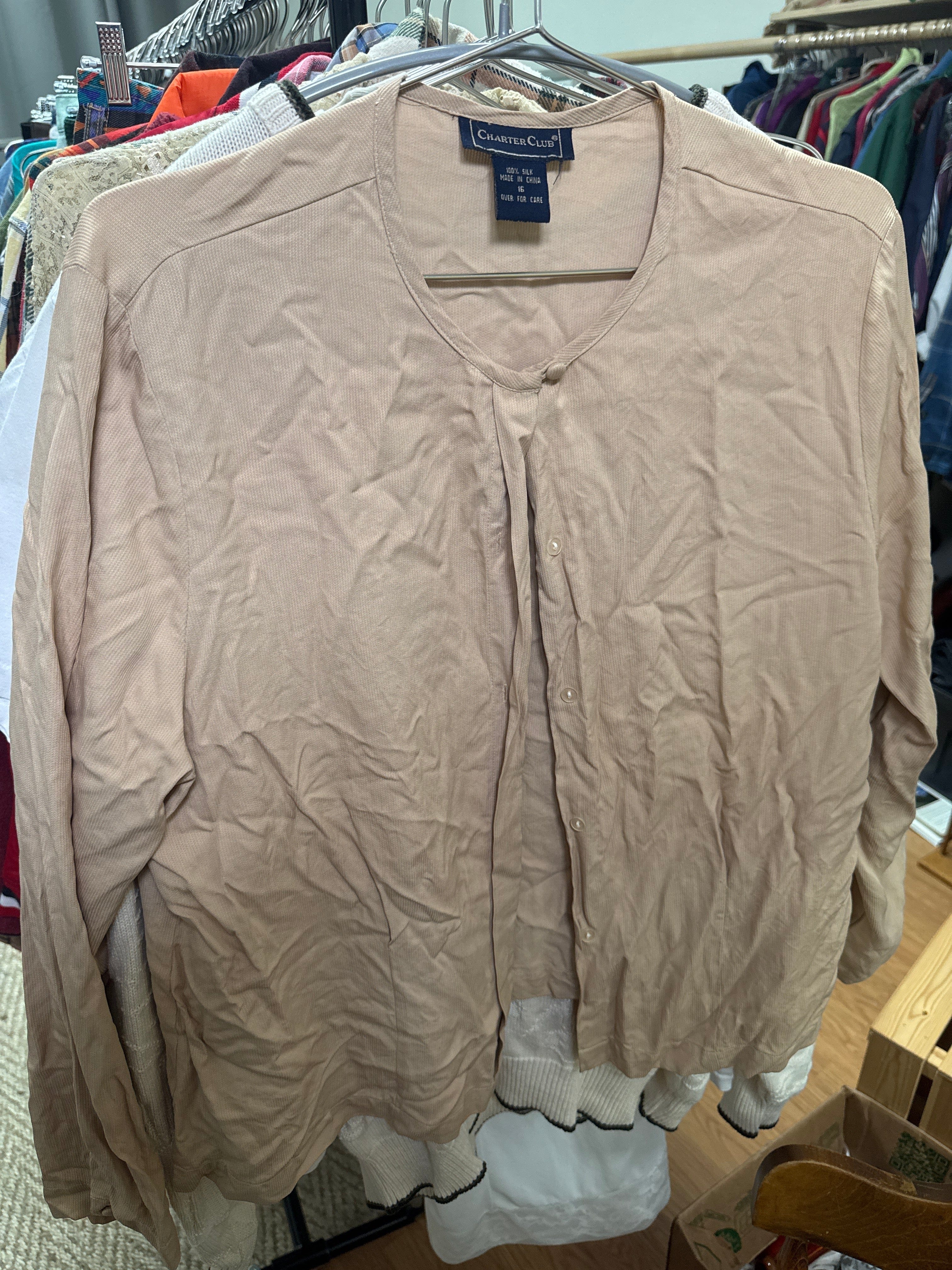 Venus Of The Desert VTG Charter Club Silk Brown Cardi