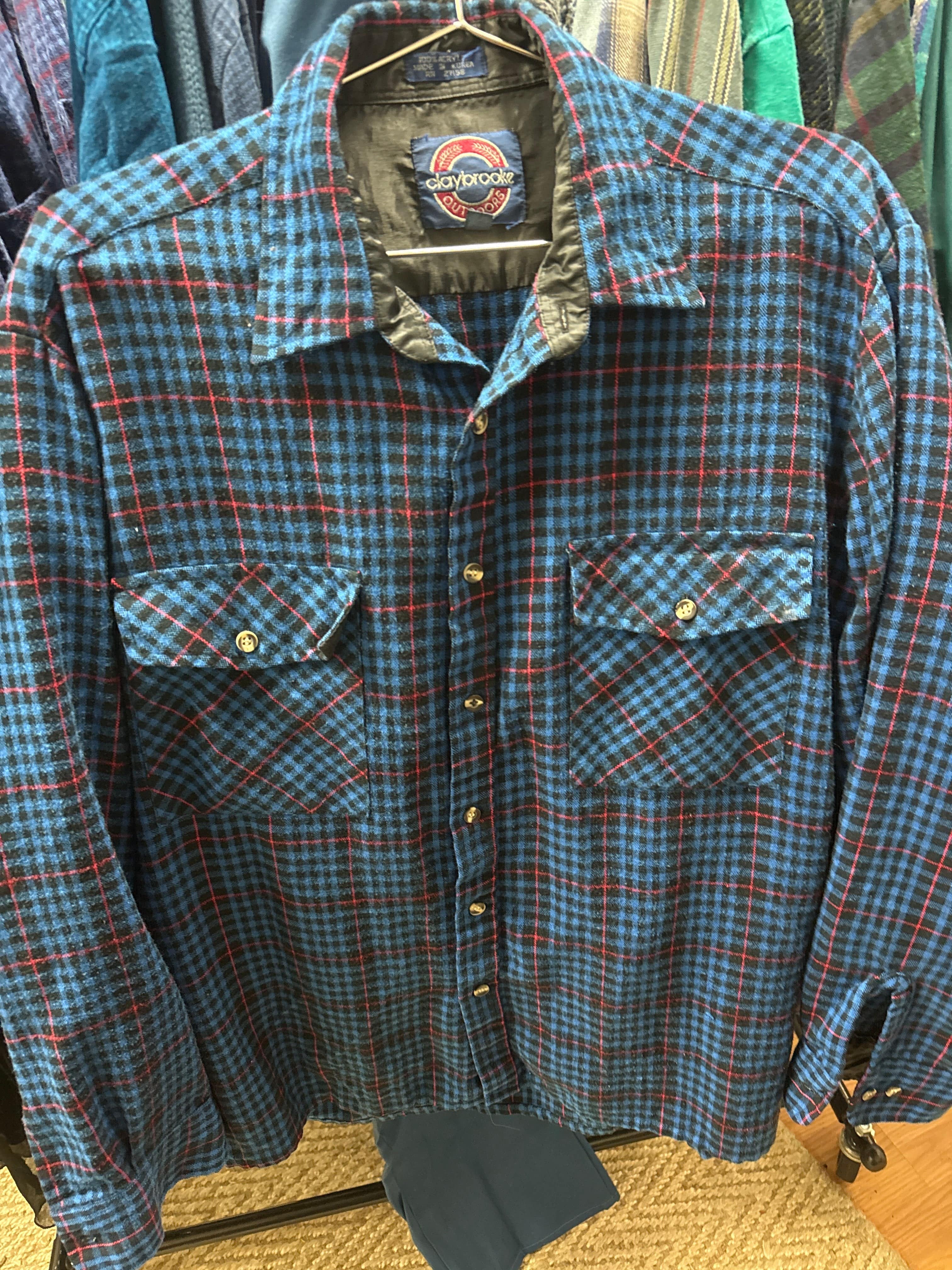 Venus Of The Desert VTG Claybrooke Blue Red Flannel