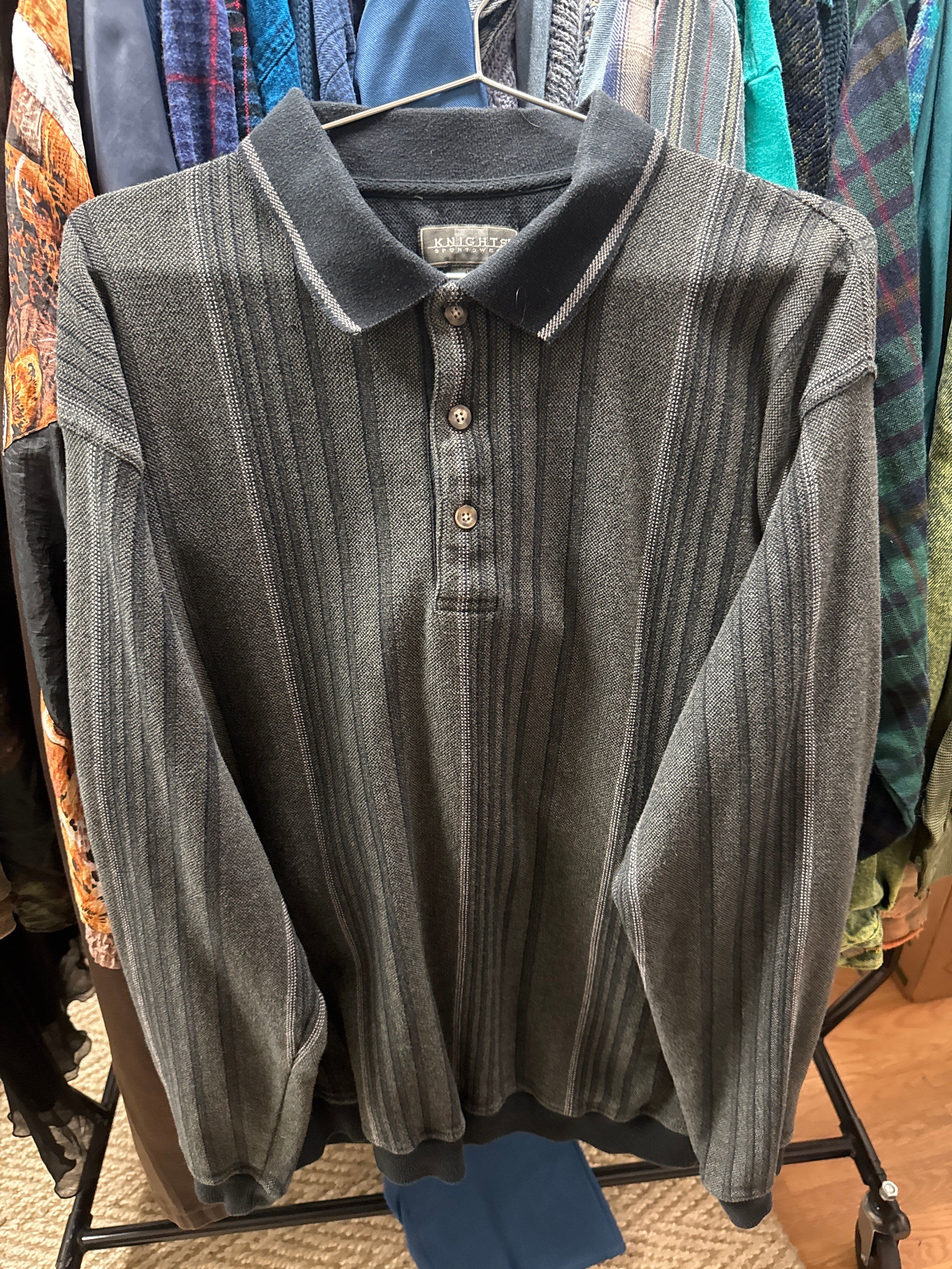 Venus Of The Desert VTG Knights Grn Blk Striped Sweater