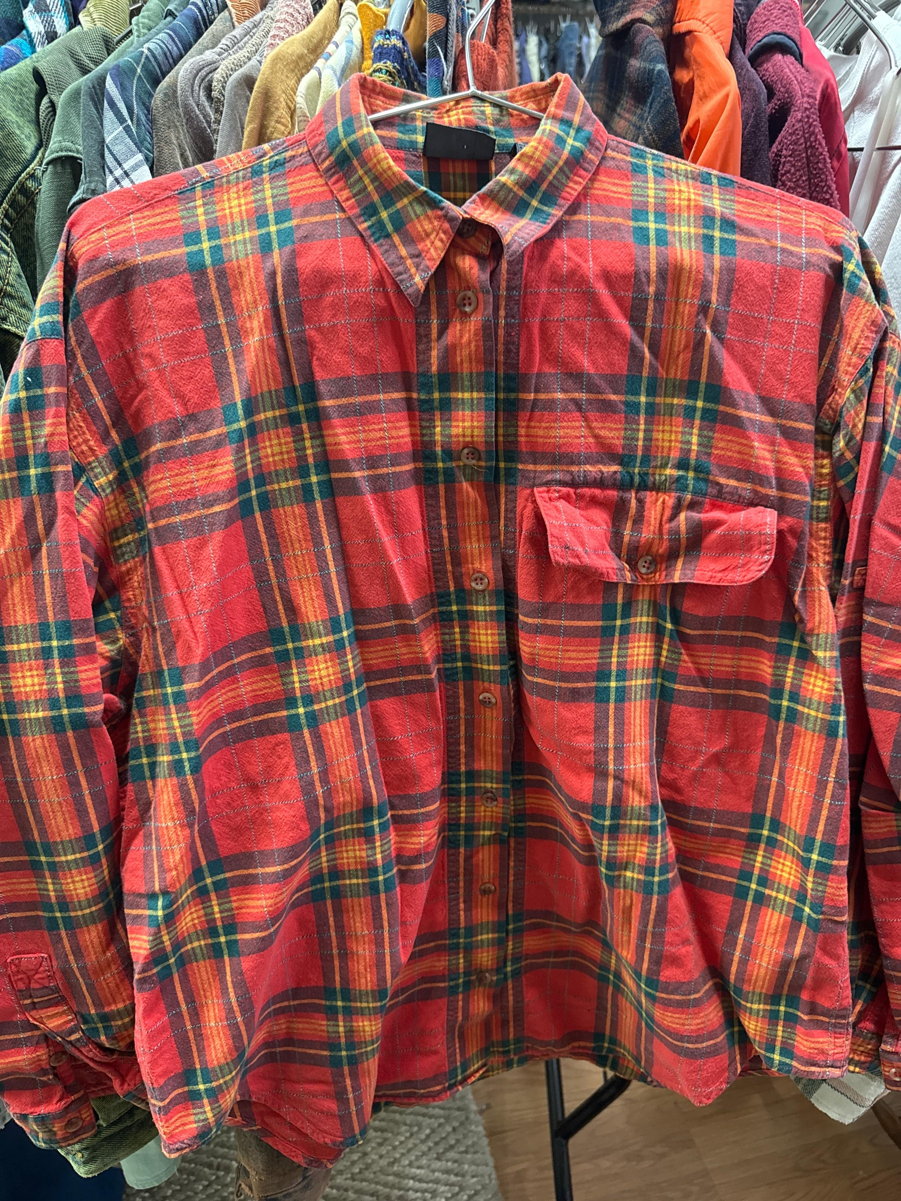 Venus Of The Desert VTG Liz Orange Plaid Flannel