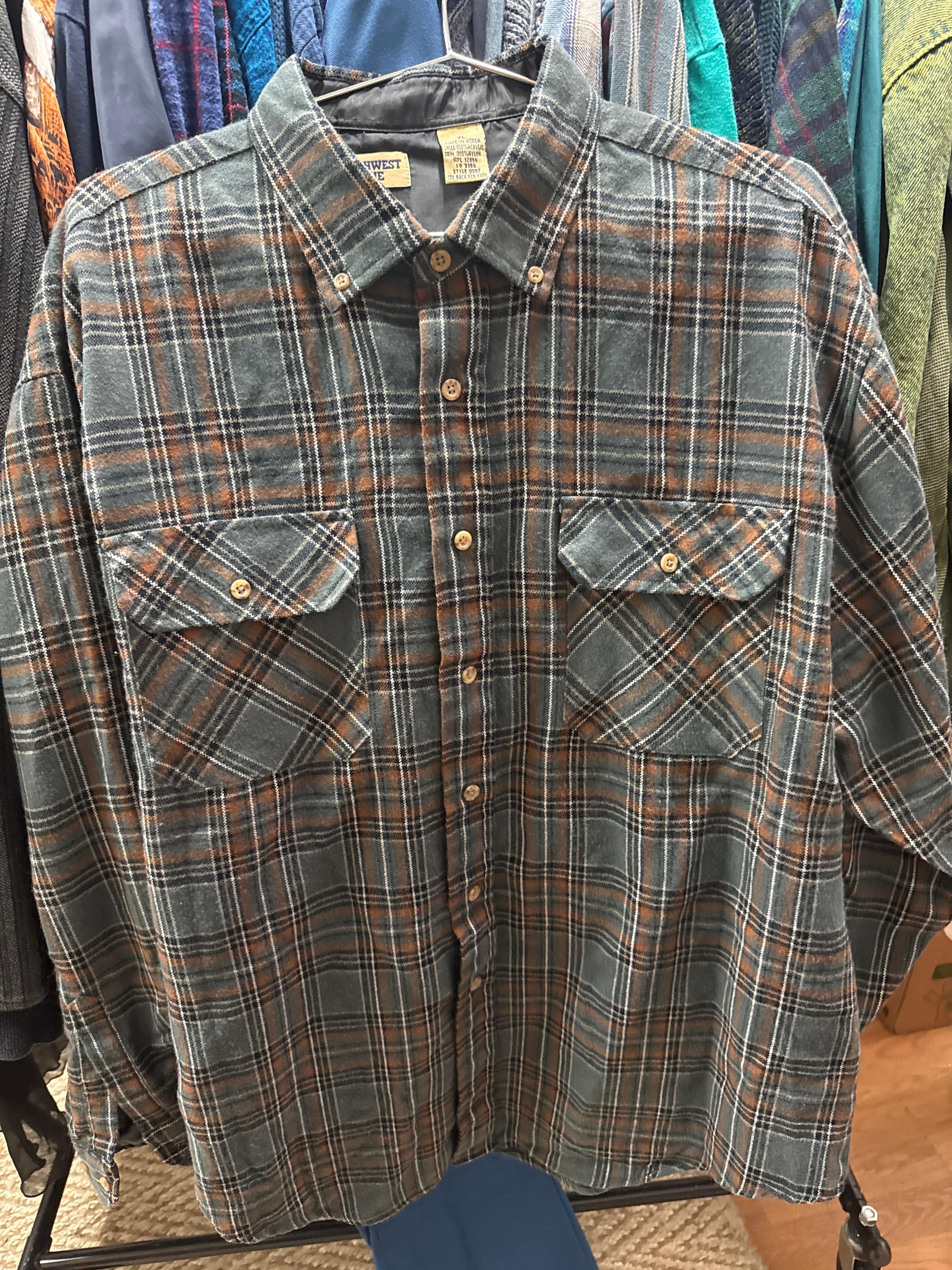 Venus Of The Desert VTG NW Blue Grey Orange Flannel