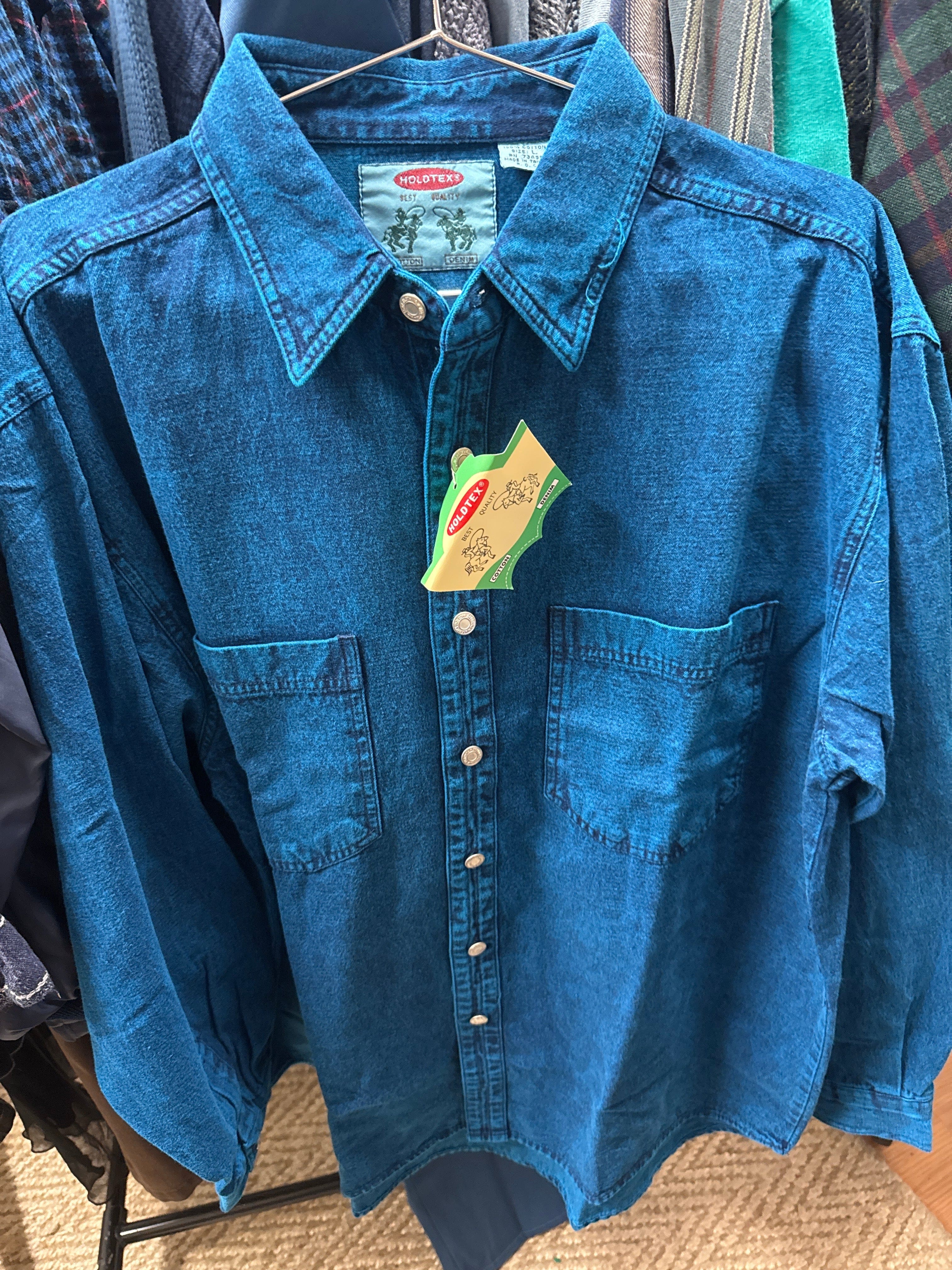 Venus Of The Desert VTG OD Blue Holdtex Deadstock LS