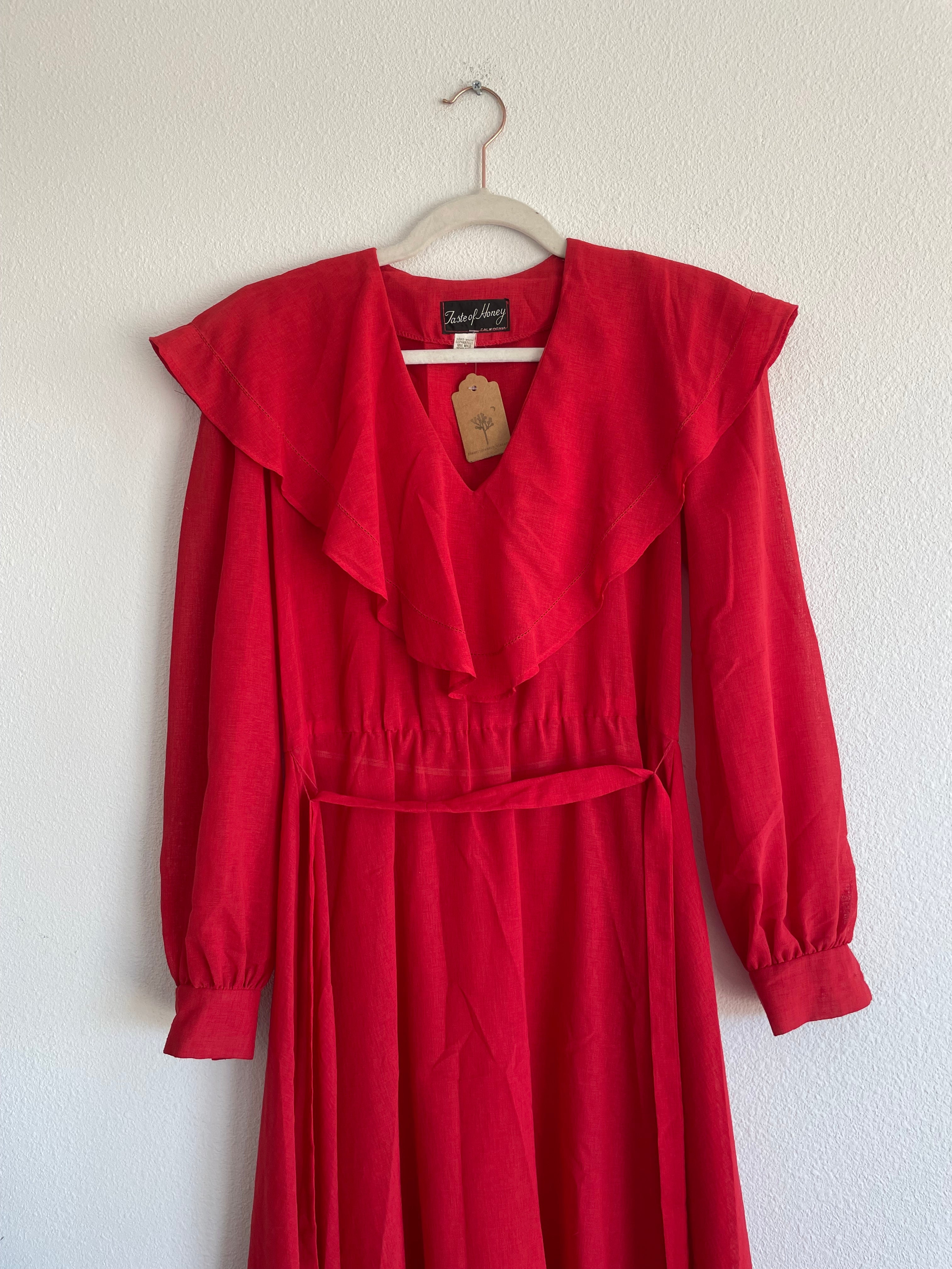 70s Lipstick Red Femme Dress Sz M - L